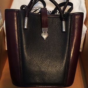 Brighton Gigi Black and Brown Leather Bucket Bag